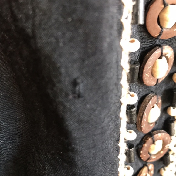 XXI black halter summer top with wooden beads size M boho gypsy hippie babydoll - Picture 4 of 16